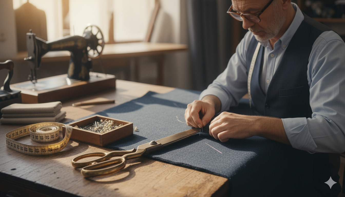 Professional hemming work on garment